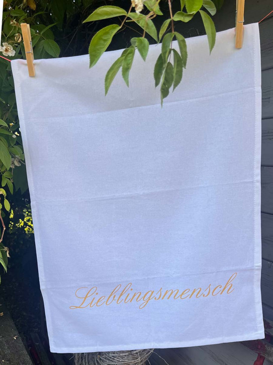 17;30 - Geschirrhandtuch weiß Lieblingsmensch Baumwolle