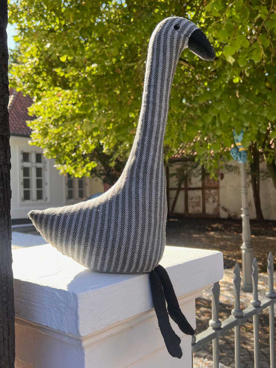 Türstopper Gans grau weiß gestreift H42