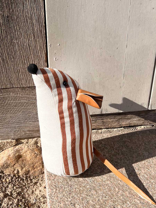 Türstopper Maus braun weiß gestreift H26