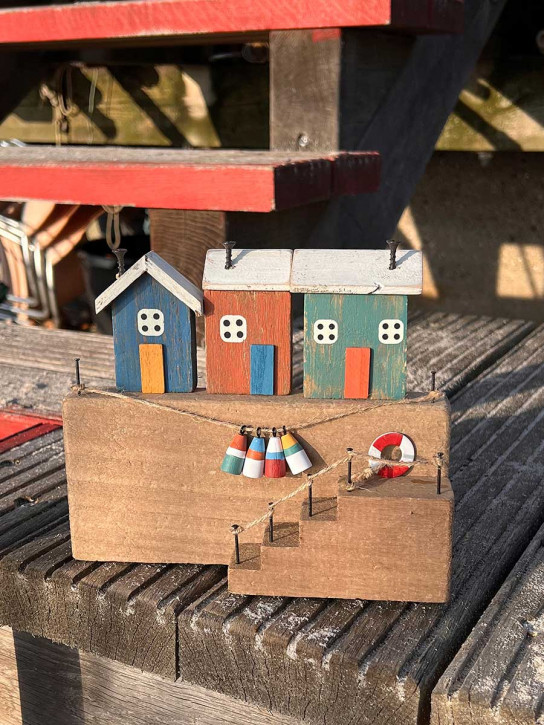 Batela Holzaufsteller bunte Hafenhäuser mit Treppe