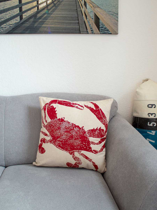Kissen Motiv rote Krabbe Batela Baumwolle 45 x 45
