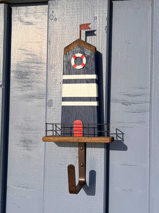 Batela Garderobe Leuchtturm blau weiß 1 Haken H36