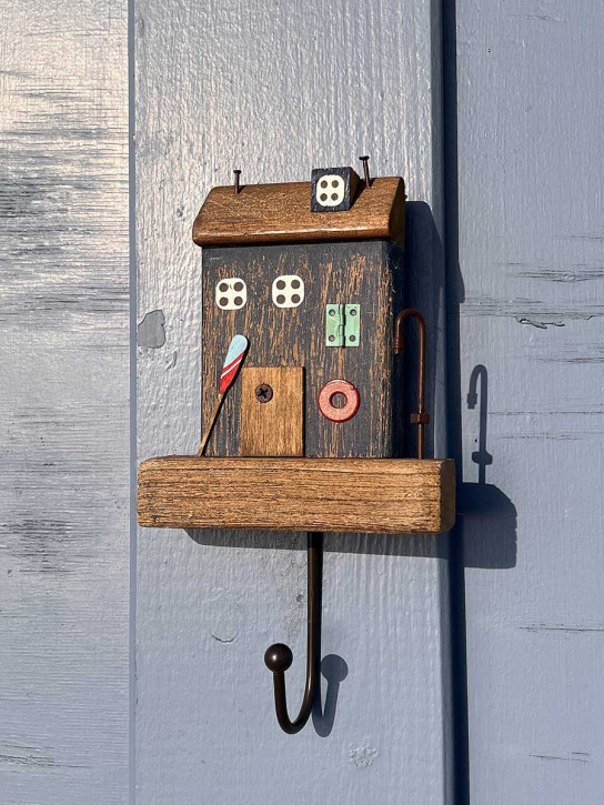 Batela kleine Garderobe Strandhäuschen blau 1 Haken
