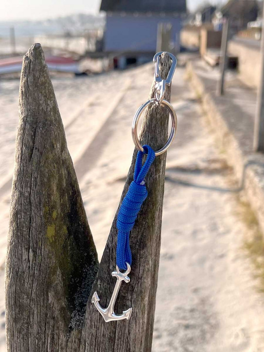 Schlüsselanhänger Anker am Seil blau 17 cm