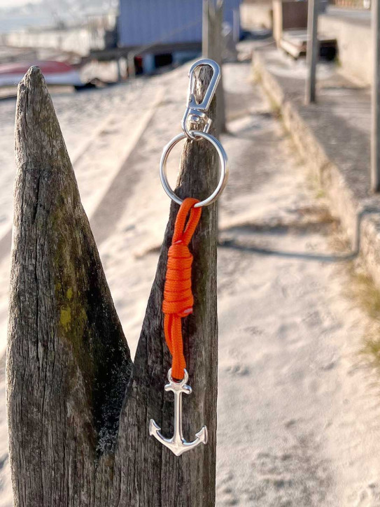Schlüsselanhänger Anker am Seil orange 17 cm
