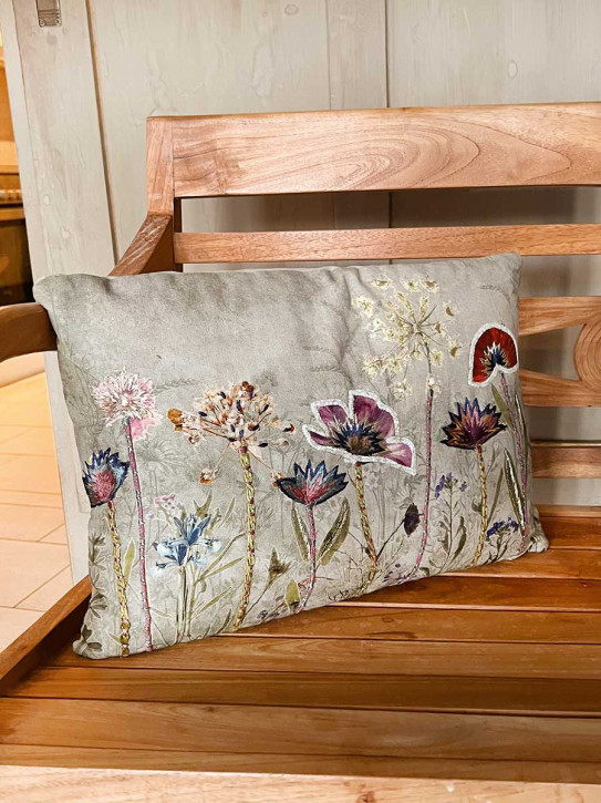 Bell'Arte Kissen Motiv bunte 3D Blumen Baumwolle 45 x 30