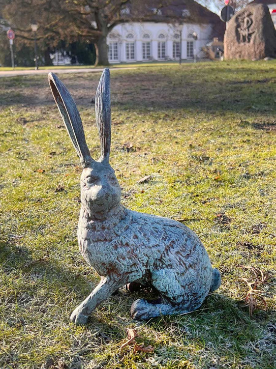 Bell'Arte Hase Osterhase Metall türkis kupfer Patina antik H33