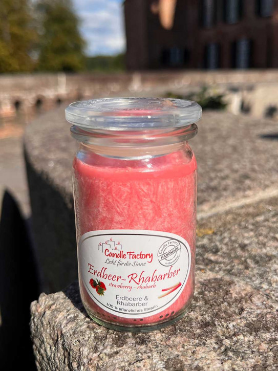 Candle Factory Baby-Jumbo Duft-Kerze im Weckglas Erdbeer Rhabarber Stearinkerze
