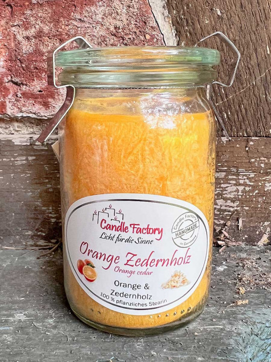 Candle Factory Baby-Jumbo Duft-Kerze im Weckglas Orange Zedernholz Stearinkerze