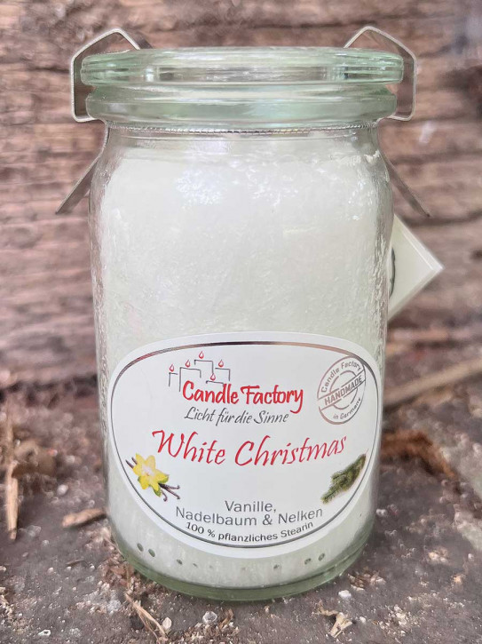 Candle Factory Baby-Jumbo Duft-Kerze im Weckglas White Christmas Stearinkerze