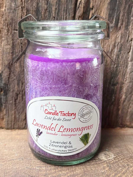 Candle Factory Baby-Jumbo Duft-Kerze im Weckglas Lavendel Lemongrass Stearinkerze