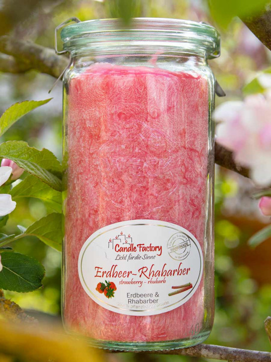 Candle Factory Mini-Jumbo Duftkerze im Weckglas Erdbeer Rhabarber Stearinkerze