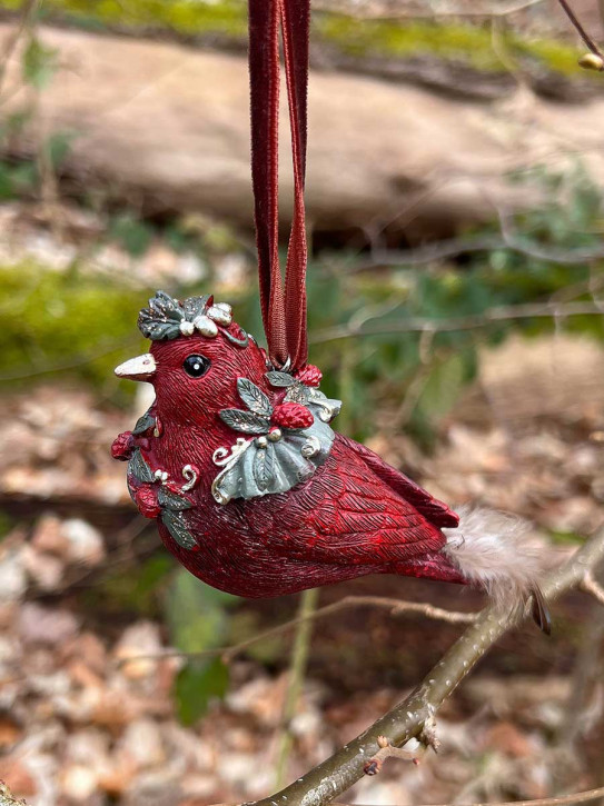 Dekovogel rot Glitzer grün Anhänger
