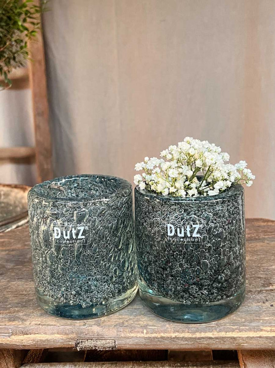 DutZ Collection Glas Vase Cylinder Galaxy Blue Bubble H10 D9