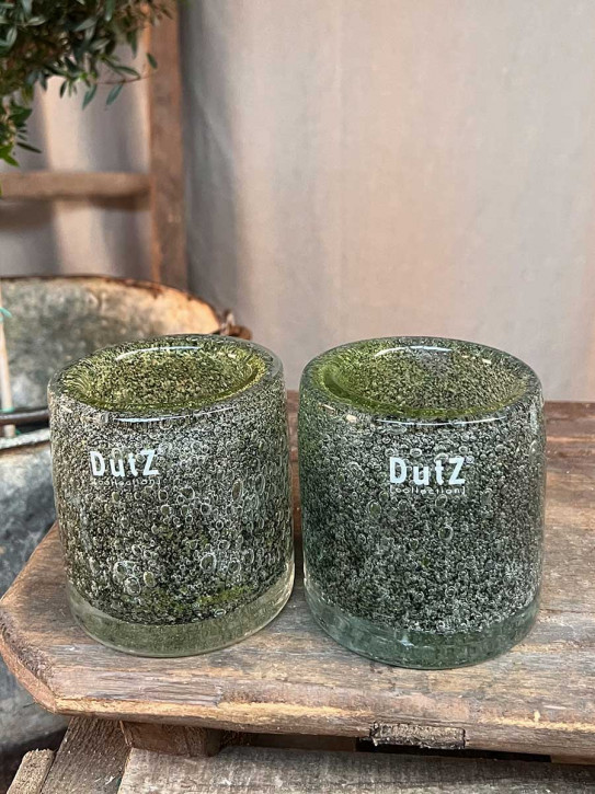 DutZ Collection Glas Vase Cylinder Galaxy Green Bubble H10 D9