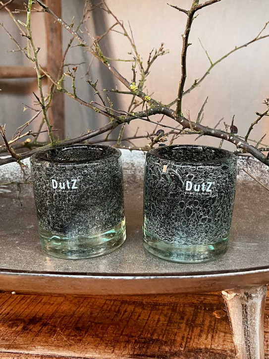DutZ Collection Glas Vase Cylinder Galaxy Grey Bubble H10 D9