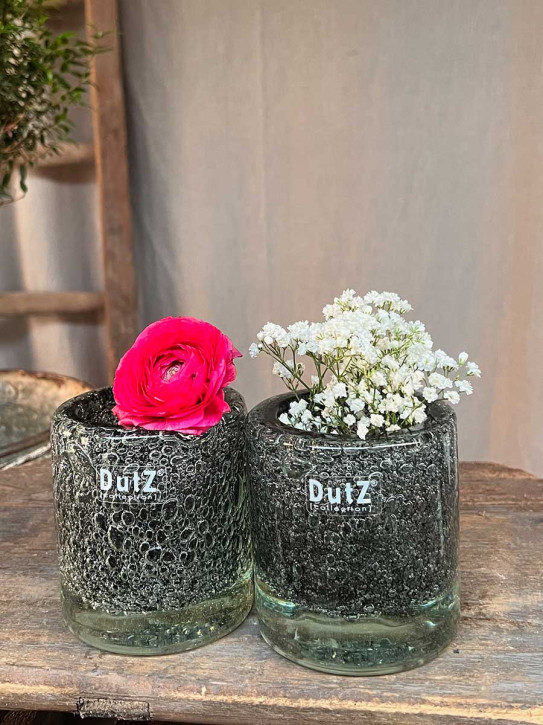 DutZ Collection Glas Vase Cylinder Galaxy Grey Bubble H10 D9