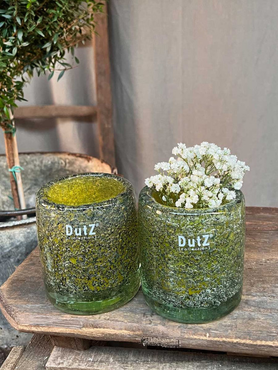 DutZ Collection Glas Vase Cylinder Galaxy Yellow Bubble H10 D9