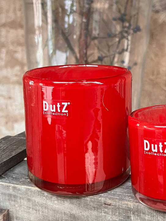 DutZ Collection Glas Übertopf Windlicht Vase Cylinder rot H10