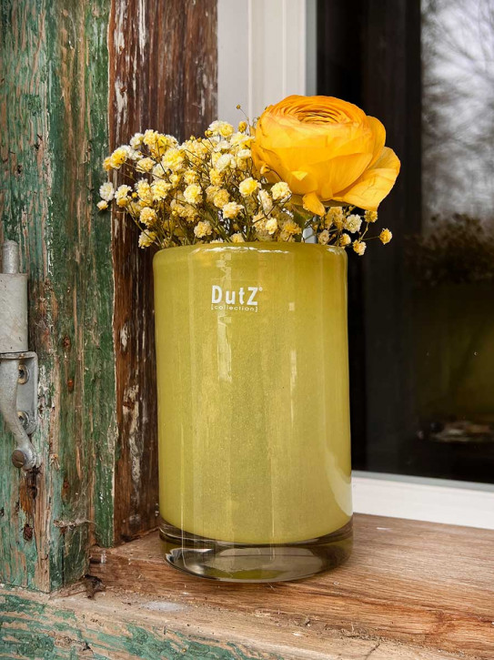 DutZ Collection Glas Vase Cylinder chartreuse gelb H15