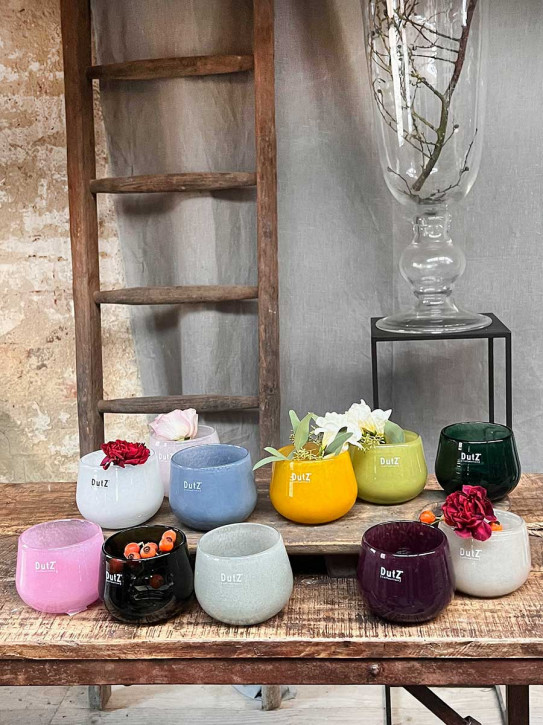 DutZ Collection Glas Pot Übertopf Vase Windlicht bauchig H11 D13