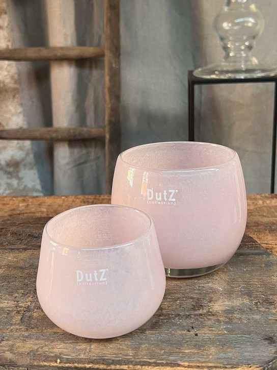 DutZ Collection Glas Pot Übertopf Vase Windlicht bauchig H11 D13 altrosa