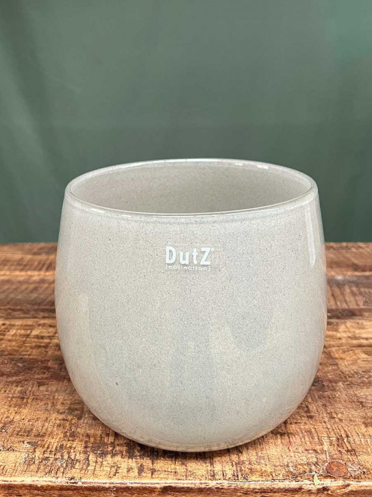 DutZ Collection Glas Pot Übertopf Vase Windlicht bauchig H18 D20 lichtgrau