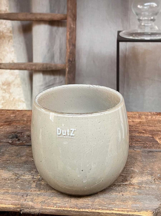 DutZ Collection Glas Pot Übertopf Vase Windlicht bauchig H14 D16 taupe