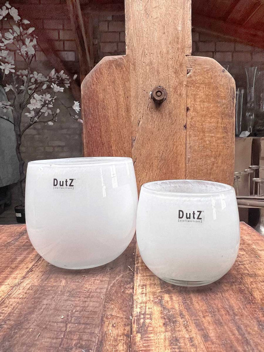 DutZ Collection Übertopf Windlicht bauchig weiß