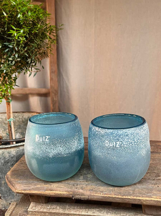 DutZ Collection Glas Übertopf Vase Hurricane Diva Antic blue H12 D12