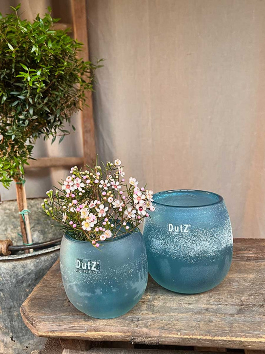 DutZ Collection Glas Übertopf Vase Hurricane Diva Antic blue