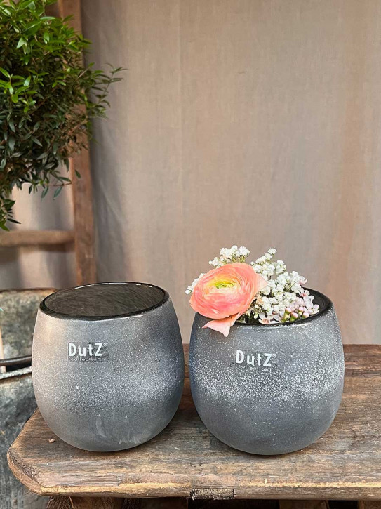 DutZ Collection Glas Übertopf Vase Hurricane Diva Antic grey H10 D10