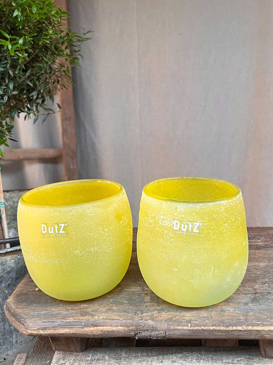 DutZ Collection Glas Übertopf Vase Hurricane Diva Antic yellow H12 D12