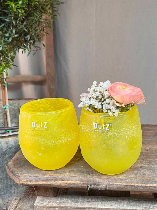 DutZ Collection Glas Übertopf Vase Hurricane Diva Antic yellow H10 D10