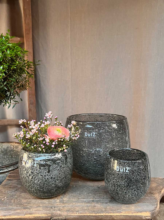 DutZ Collection Glas Übertopf Vase Hurricane Diva Bubble Olivegrey
