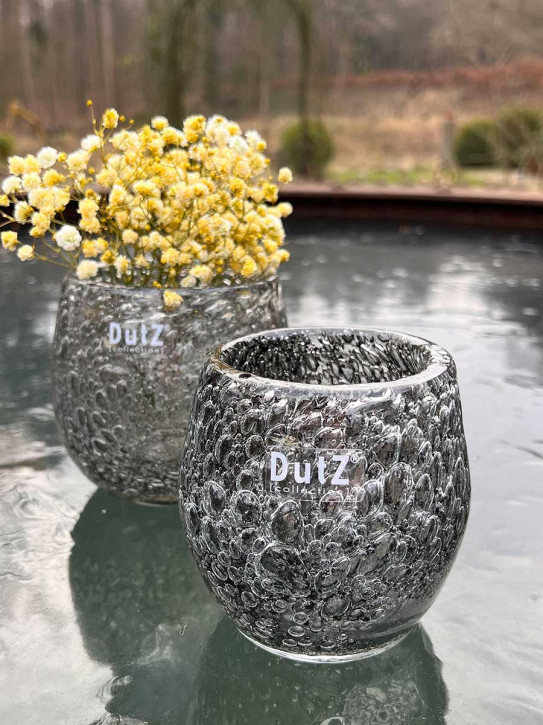 DutZ Collection Glas Übertopf Vase Hurricane Diva Bubble Olivegrey H10