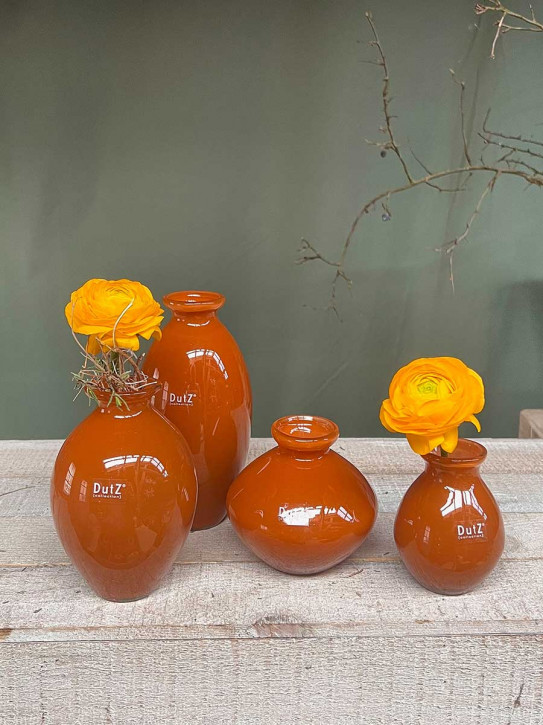 DutZ Collection bauchige Glas Vase Nadiel rostbraun Mini H10 D8