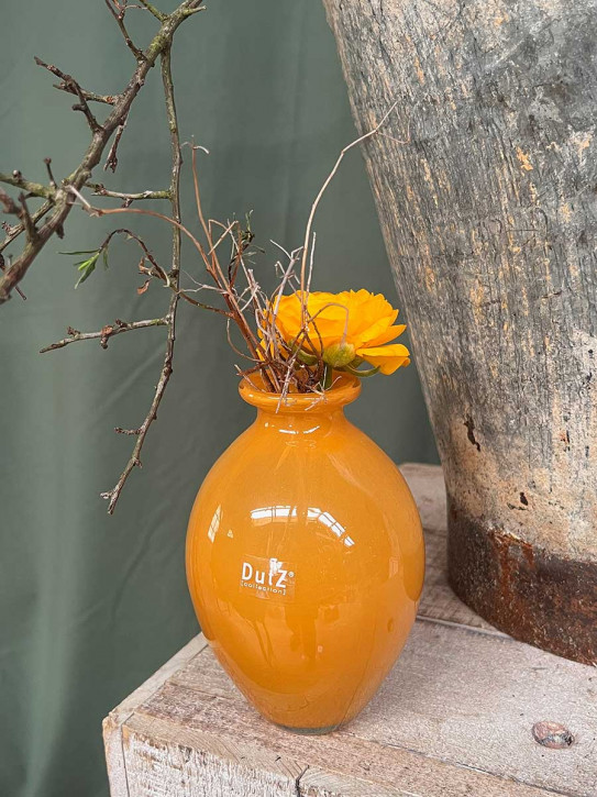 DutZ Collection bauchige Glas Vase Nadiel orange H14 D8