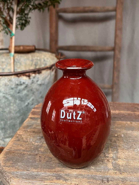 DutZ Collection bauchige Glas Vase Nadiel rotbraun dunkel H14 D8