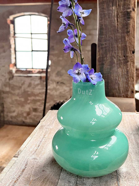 DutZ Collection Glas Vase bauchig Ringe emerald Pistazie H16