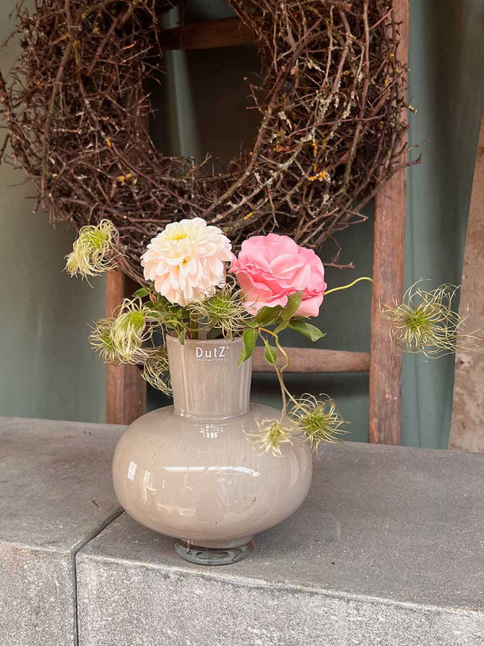 DutZ Collection bauchige Glas-Vase Modest taupe H20