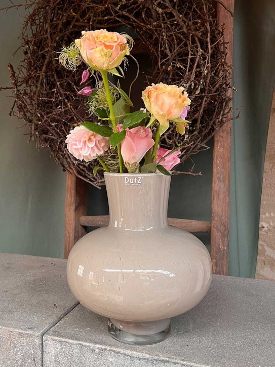 DutZ Collection bauchige Glas-Vase Modest taupe H27
