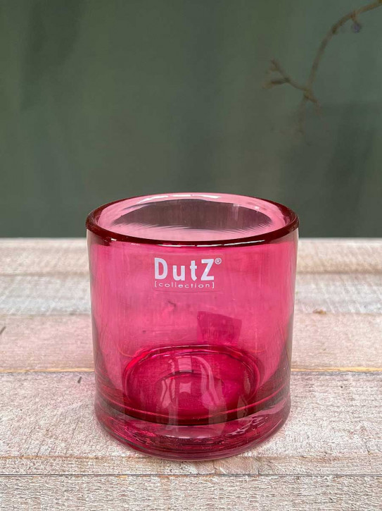 DutZ Collection Glas Übertopf Windlicht Vase Cylinder fuchsia transparent H10