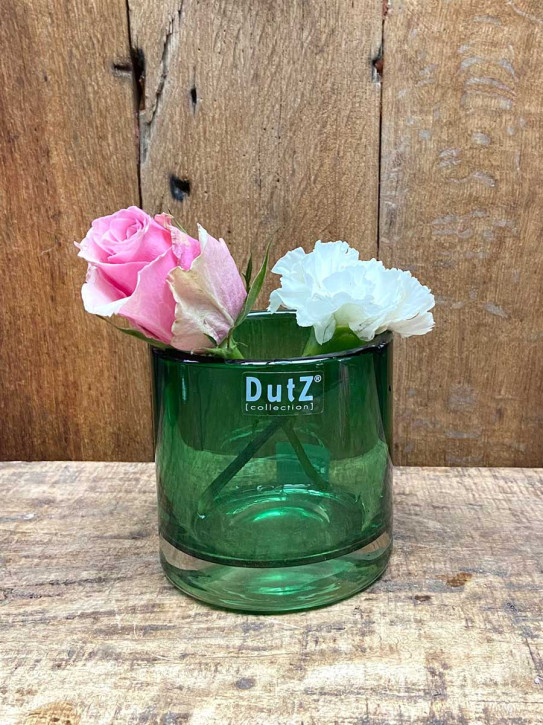 DutZ Collection Glas Übertopf Windlicht Vase Cylinder grün transparent H10