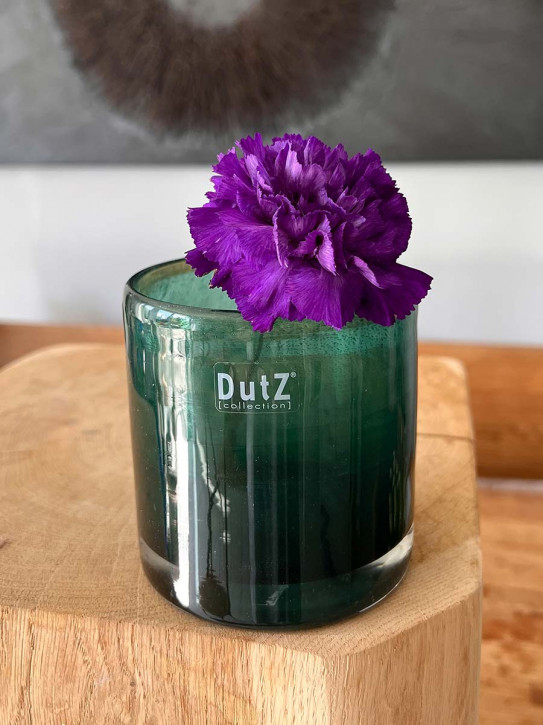 DutZ Collection Glas Übertopf Windlicht Vase Cylinder dunkelgrün H10