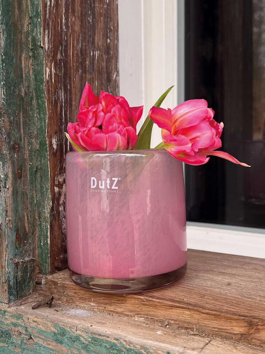 DutZ Collection Glas Übertopf Windlicht Vase Cylinder fuchsia H10