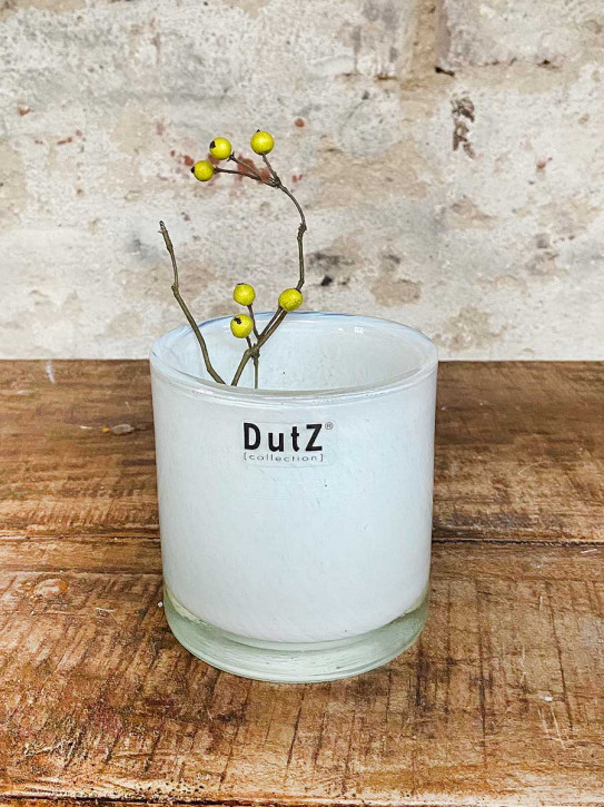 DutZ Collection Glas Übertopf Windlicht Vase Cylinder weiß H10