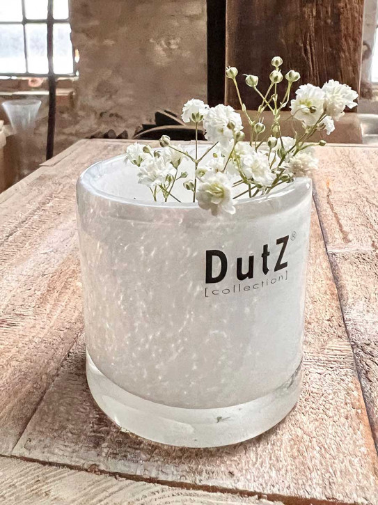 DutZ Collection Glas Übertopf Windlicht Vase Cylinder weiß H10