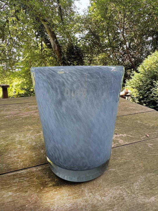 DutZ Collection Glas Übertopf Vase Windlicht Conic jeans L H17 D15