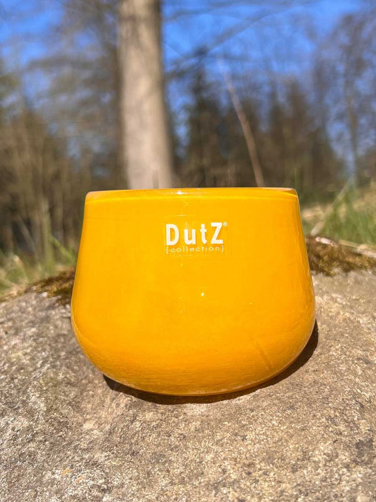 DutZ Collection Glas Pot Übertopf Vase Windlicht bauchig H11 D13 ocker